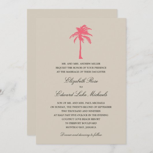 Koraalpalmboom | Weddenschap Kaart (Voorkant / Achterkant)