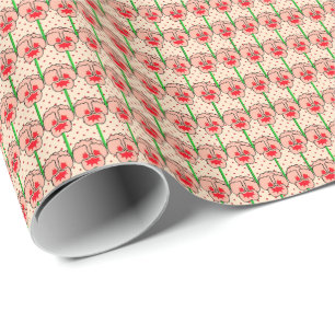 Koraalpansies - patroon met omtrekpapier cadeaupapier