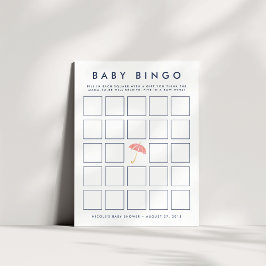 Koraalparaplu | Baby shower Bingo Game Kaart