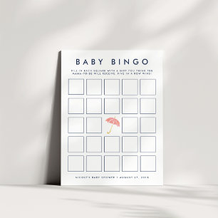 Koraalparaplu Baby shower Bingo Game Kaart