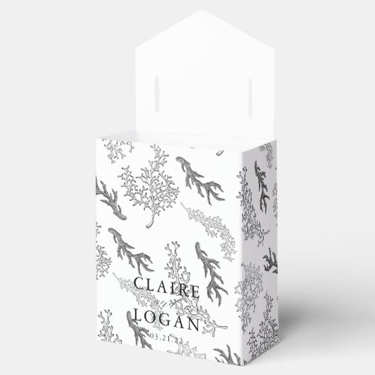 Koraalpatroon B & W notionele bruiloft Bedankdoosjes (Geopend)
