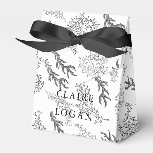 Koraalpatroon B & W notionele bruiloft Bedankdoosjes (Voorkant Zijde)