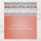 Koraalpeach afgebeten Chic Bling Party-etiketten v Wijn Etiket (Enkel label)