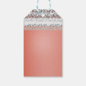 Koraalpeach afgedimd Chic Silver Bling Party Favor Cadeaulabel (Achterkant)