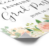 Koraalpeach Blush Floral Gradual Party Sign Poster (Hoek)