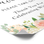 Koraalpeach Blush Floral Weddenschap Poster (Hoek)