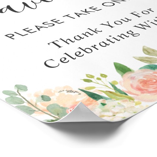 Koraalpeach Blush Floral Weddenschap Poster (Hoek)
