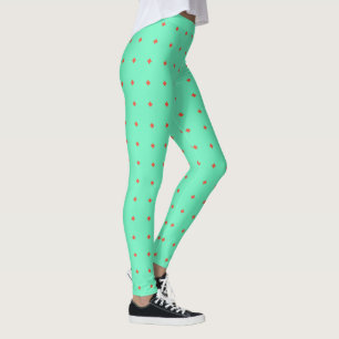 Koraalpeach diamanten tegen turkooise - Leggings