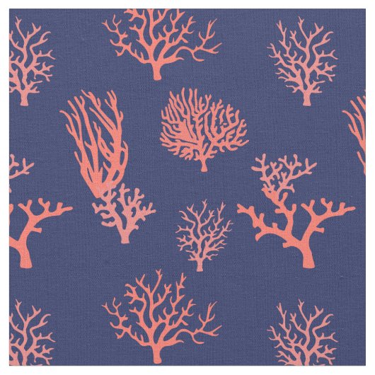 Koraalpeach en marineblauw, gevarieerd stof (Close Up)