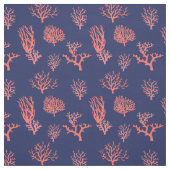 Koraalpeach en marineblauw, gevarieerd stof (Swatch)