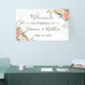 Koraalpeach Floral Wedding Celebration Party Spandoek (Beurs)