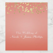 Koraalpeach gedipt met Chic Gold Stippen party Wij Wijn Etiket (Enkel label)