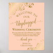 Koraalpeach & Gold Chic Unplugged Wedding Ceremony Poster (Voorkant)