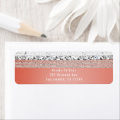 Koraalpeach heeft de Silver Bling Party uitnodigin Etiket (Insitu)