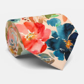 Koraalpeach Indigovar Blauwe Rozen Florence Stropd Stropdas (Opgerold)