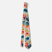 Koraalpeach Indigovar Blauwe Rozen Florence Stropd Stropdas (Achterkant)