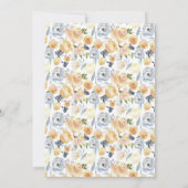 Koraalpeach marineblauw Waterverf Floral Wedding Kaart (Achterkant)