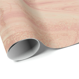 Koraalpeach Snoep Marmer Molten Metallic Shiny Cadeaupapier