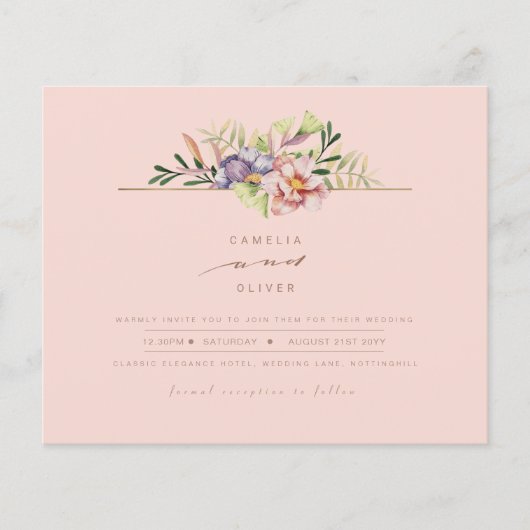 Koraalpeach Summer Floral Wedding Invite QR (Voorkant)