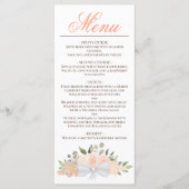 Koraalpeach Waterverf Floral Elegant Wedding Menu (Voorkant)