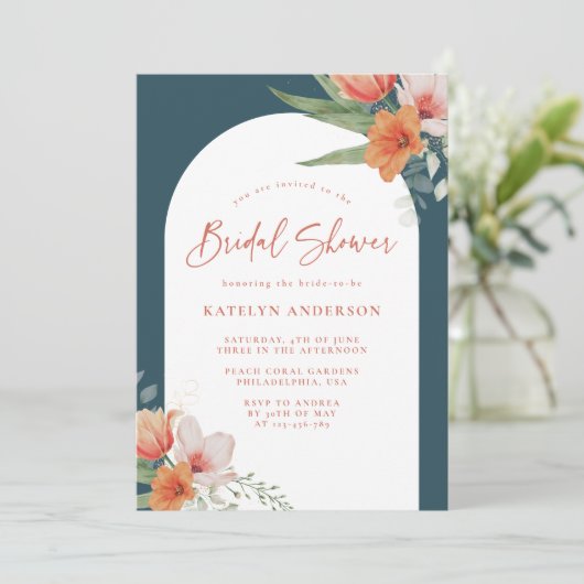 Koraalpekel Blauwgroen blauw Vrijgezellenfeest Kaart (Staand voorkant)