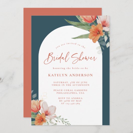 Koraalpekel Blauwgroen blauw Vrijgezellenfeest Kaart (Voorkant / Achterkant)