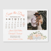 Koraalpekelkalender en foto's opslaan datum magnetische uitnodiging (Voorkant)