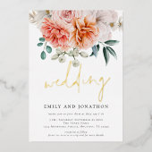 Koraalpekelpony's, letterlijk huwelijk folie uitnodiging (Voorkant)