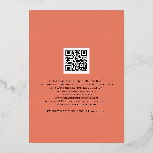 Koraalpekelpony's, letterlijk huwelijk folie uitnodiging (Achterkant)