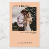 Koraalperbruiloft Foto's en Bedankt Mini Wijn Etiket (Enkel label)