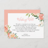 Koraalperen Waterverf Floral Weddenschap goed Informatiekaartje (Voorkant / Achterkant)