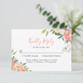 Koraalperen Waterverf Tuinbouw bruiloft RSVP Kaartje (Staand voorkant)