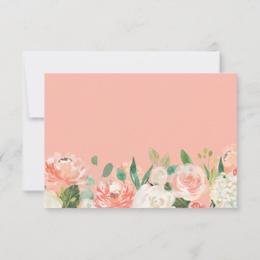 Koraalperen Waterverf Tuinbouw bruiloft RSVP Kaartje (Achterkant)