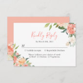 Koraalperen Waterverf Tuinbouw bruiloft RSVP Kaartje (Voorkant / Achterkant)