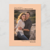 Koraalperminimalistische bruiloft foto sparen de d aankondigingskaart (Voorkant)