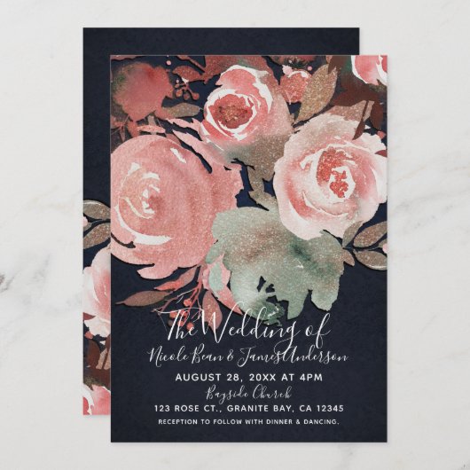 Koraalperroze zachte vette bloemkool Bouquet Wedde Kaart (Voorkant / Achterkant)