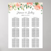 Koraalpervlakte 9 Tables Wedding Seding Chart Poster (Voorkant)