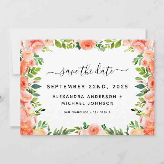 Koraalpervlakte groen opslaan datum kaart (Voorkant)