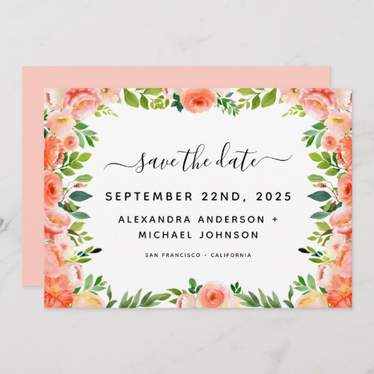 Koraalpervlakte groen opslaan datum kaart (Voorkant / Achterkant)