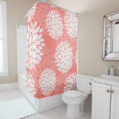 Koraalperwit flessenpatroon douchegordijn (In situ)