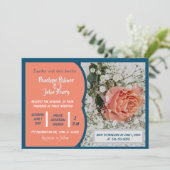 Koraalperzik Blauwgroen witte bloem Roos Kaart (Staand voorkant)