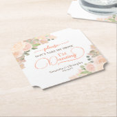 Koraalperzik Bloemen Neem mijn Drink bruiloft niet Kartonnen Onderzetters (Gekanteld)