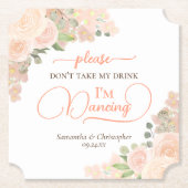 Koraalperzik Bloemen Neem mijn Drink bruiloft niet Kartonnen Onderzetters (Voorkant)