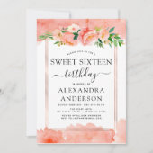 Koraalperzik Bloemenzoet zestien 16 jarig Kaart (Voorkant)