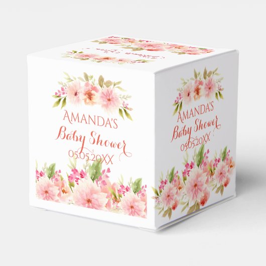 Koraalperzik dahlia baby shower dank u bedankdoosjes (Achterkant)