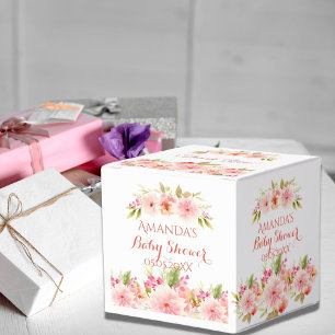 Koraalperzik dahlia baby shower dank u bedankdoosjes