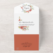 Koraalperzik en crème Floral Wedding Tear Off RSVP All In One Uitnodiging (Buitenkant)