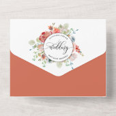 Koraalperzik en crème Floral Wedding Tear Off RSVP All In One Uitnodiging (Achterkant)