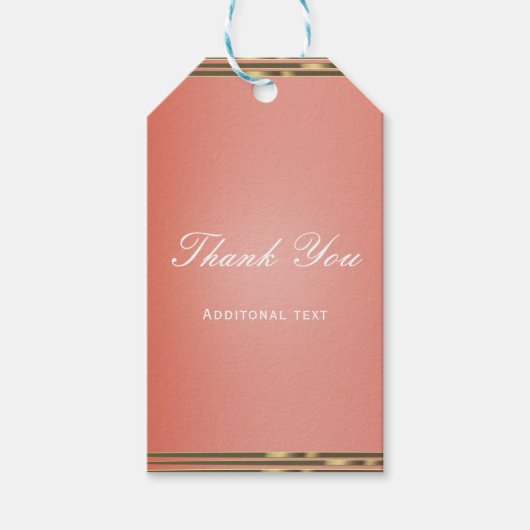 Koraalperzik Gedompeld & Gouden Chic Elegant Feest Cadeaulabel (Voorkant)