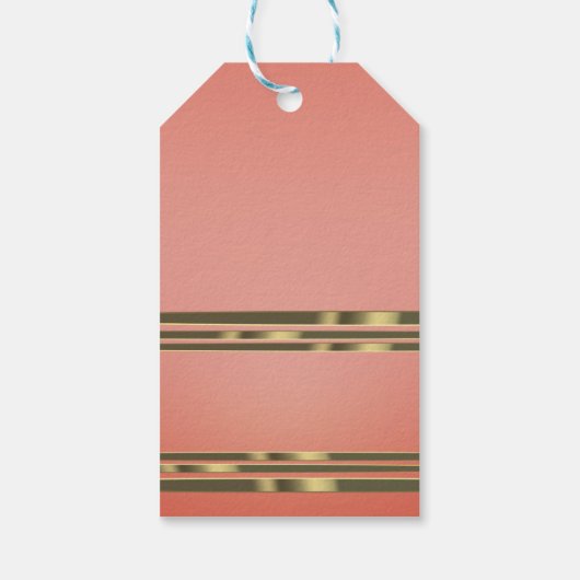 Koraalperzik Gedompeld & Gouden Chic Elegant Feest Cadeaulabel (Achterkant)